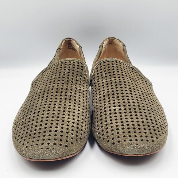 Violet & Red Salem Olive Green Suede Perforated Flat Loafers Women's Size 8 M - Picture 6 of 11